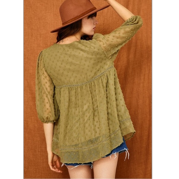 Luxury Swiss Dot Puff Sleeve Top - Picture 2 of 7